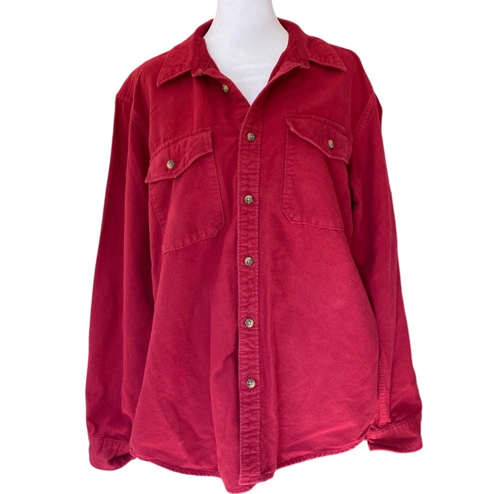 Vintage 90s Eddie Bauer Relaxed Fit Cotton Red Button Down Shirt Medium Gorpcore